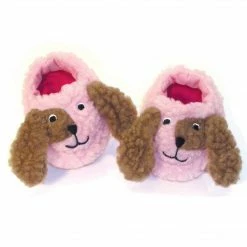 TeamsonUS Sophia's Sherpa Puppy Dog Face Slippers For 18" Dolls, Pink/Brown