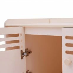 TeamsonUS Teamson Pets Robin Vented Wooden Cat Litter Box Enclosure Storage Bench, White