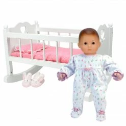 TeamsonUS Sophia's White Baby Doll Cradle Furniture Set For 15