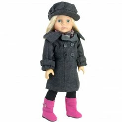 TeamsonUS Sophia's 4 Piece Winter Coat With Boots Set For 18'' Dolls, Gray/Pink Kids