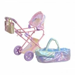 TeamsonUS Olivias Little World Magical Dreamland Deluxe Baby Doll Stroller And Carrier, Iridescent