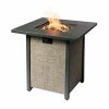 TeamsonUS Teamson Home Outdoor 28" Propane Gas Fire Pit Table With Lid And Texteline Base, Beige