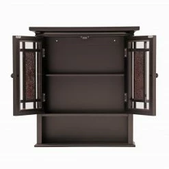 TeamsonUS Teamson Home Windsor Removable Wooden Wall Cabinet With Glass Mosaic Doors, Dark Espresso