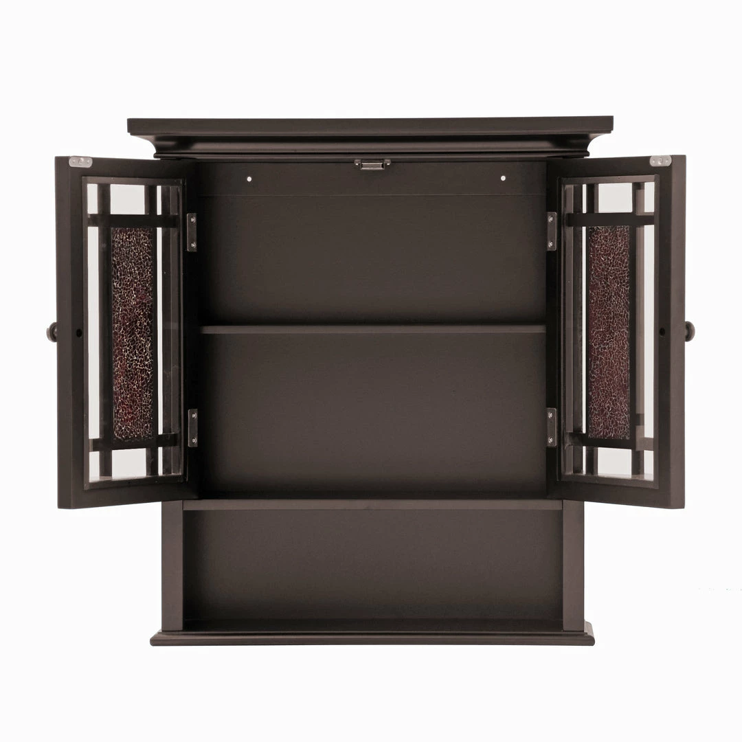 TeamsonUS Teamson Home Windsor Removable Wooden Wall Cabinet With Glass Mosaic Doors, Dark Espresso