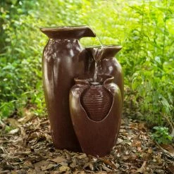 TeamsonUS Teamson Home 3-Jar Outdoor Garden Floor Fountain