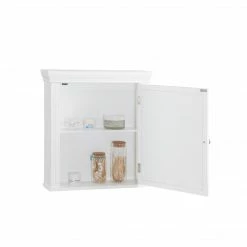 TeamsonUS Teamson Home Removable Wooden Medicine Cabinet With Crown Molded Top, White