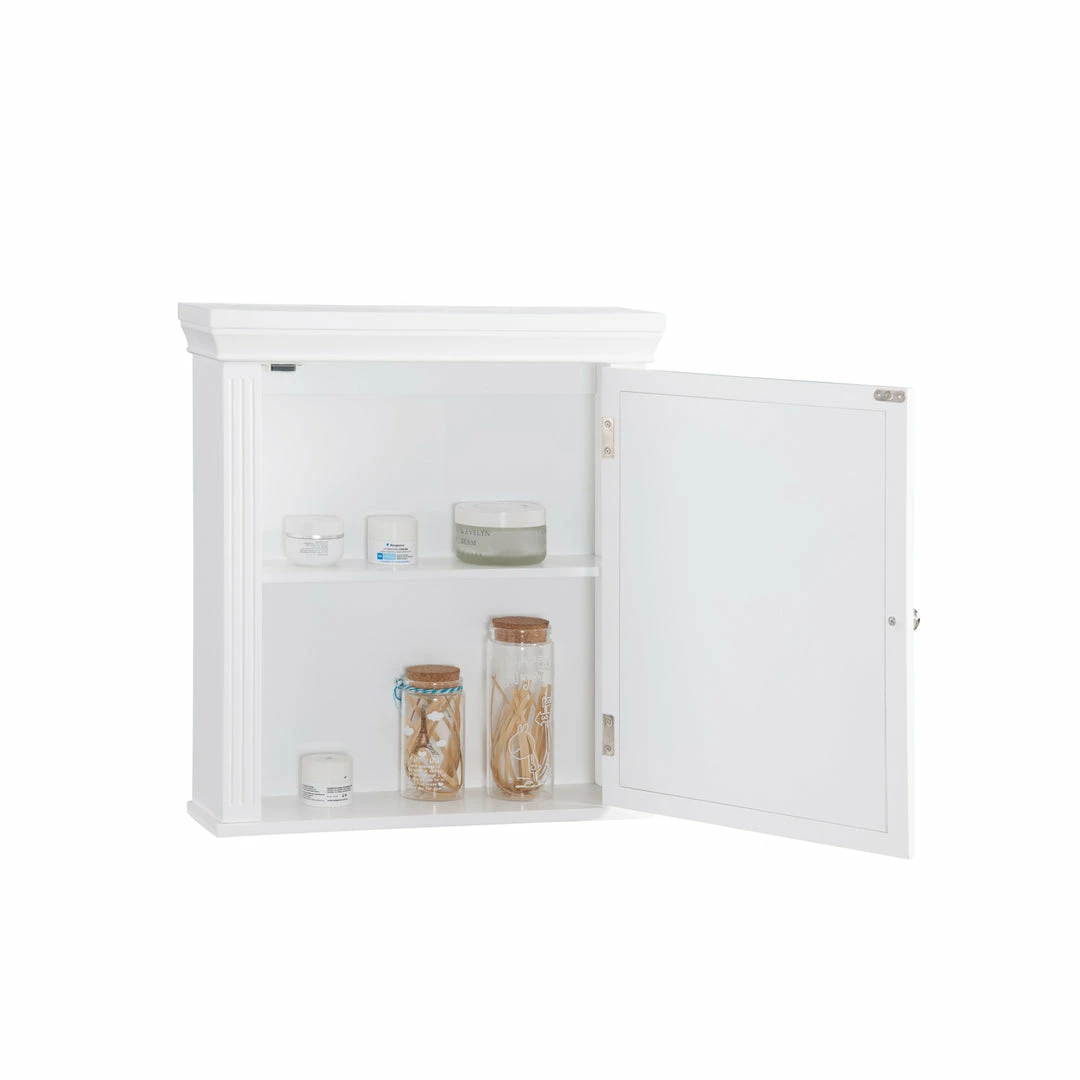 TeamsonUS Teamson Home Removable Wooden Medicine Cabinet With Crown Molded Top, White