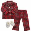 TeamsonUS Kids Sophia's Red Flannel Pajamas And Slippers Set For 18" Dolls