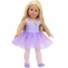TeamsonUS Sophia’s Complete Two-Piece Ballet Outfit With Leotard, Attached Overskirt, & Matching Satin Slippers For 18” Dolls, Lavender Kids