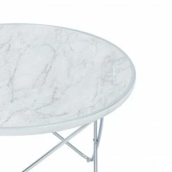 TeamsonUS Teamson Home Margo Small Round Faux White Carrara Marble Coffee Table, White