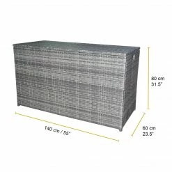 TeamsonUS Teamson Home Wicker 154 Gallon Outdoor Deck Box For Cushions Or Pool Accessory Storage, Gray New