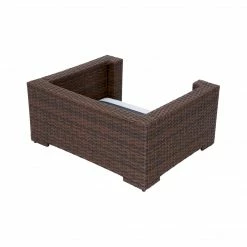 TeamsonUS Teamson Pets Clotho Outdoor Cat Or Small Dog Wicker Bed With Cushion, Walnut/Gray New
