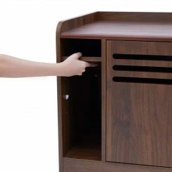 TeamsonUS Teamson Pets Robin Vented Wooden Cat Litter Box Enclosure Storage Bench, Mocha