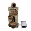 TeamsonUS Teamson Home Solar Powered 4-Tier Cascading Bowls Water Fountain With LED Lights, Brown