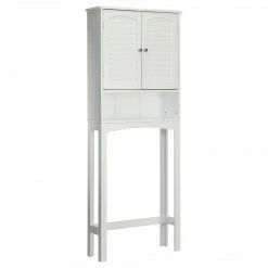 TeamsonUS Teamson Home Louis Over-the-Toilet Storage Cabinet With Two Shutter Style Doors And Open Shelf, White