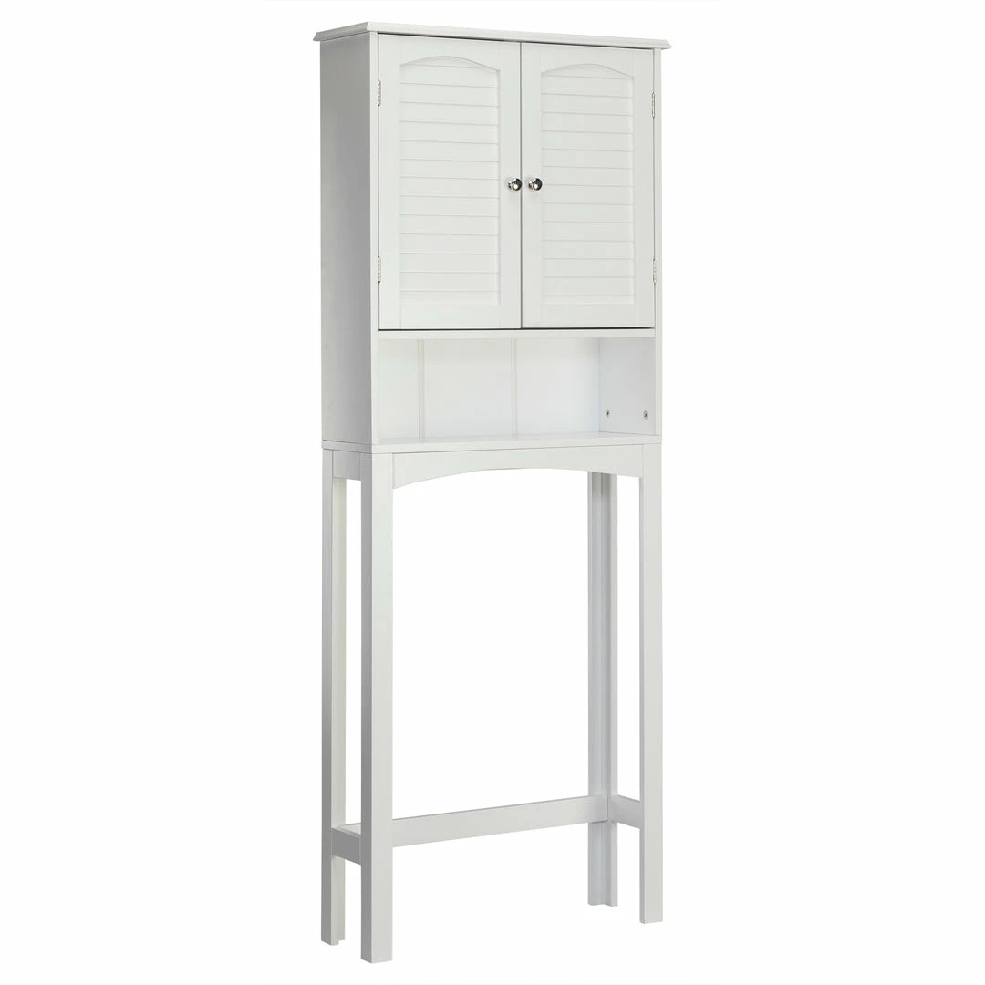 TeamsonUS Teamson Home Louis Over-the-Toilet Storage Cabinet With Two Shutter Style Doors And Open Shelf, White