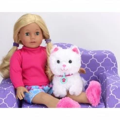 TeamsonUS Kids Sophia's White Plush Kitty Cat And Accessories Set For 18" Dolls