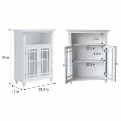 TeamsonUS Teamson Home Craftsman Style Double Door Storage Floor Cabinet