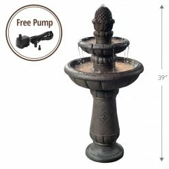 TeamsonUS Teamson Home Deluxe Pineapple 2-Tier Waterfall Fountain