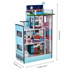 TeamsonUS Teamson Kids Dreamland Barcelona Dollhouse With 10 Accessories, Turquoise/Black