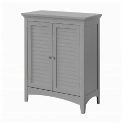 TeamsonUS Teamson Home Glancy Wooden Floor Cabinet With Shutter Doors And Adjustable Shelves, Gray New