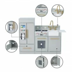 TeamsonUS Teamson Kids - Little Chef Chelsea Modern Play Kitchen - Silver Grey / Gold