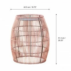 TeamsonUS Teamson Home Large Round Outdoor Patio Bamboo Side Table With Iron Top, Brown