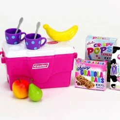 TeamsonUS Sophia's Cooler, Mugs And Grocery Food Set For 18'' Dolls, Hot Pink Kids