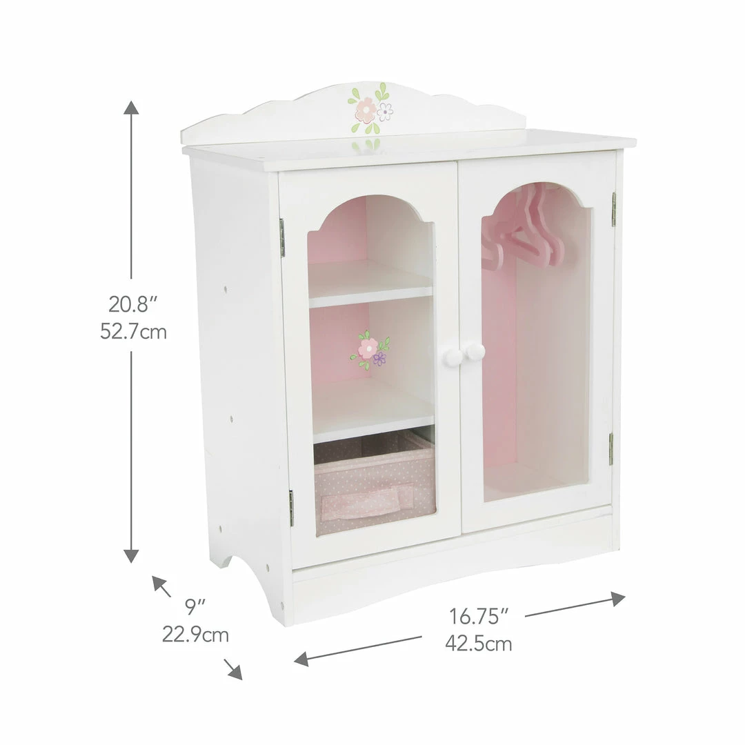 TeamsonUS Olivia's Little World Little Princess Toy Closet With Hangers For 18" Dolls, Gray/Pink Kids