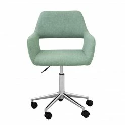 TeamsonUS Teamson Home Modern Fabric Office Chair With Adjustable Ergonomic Seat, Swivel Base, And Wheels, Mint/Chrome
