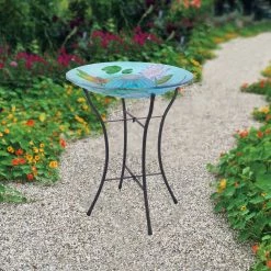TeamsonUS Teamson Home 18" Outdoor Solar Glass Dragonfly Birdbath With LED Lights And Stand, Multicolor