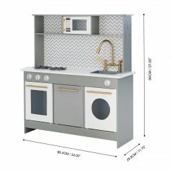 TeamsonUS Teamson Kids - Little Chef Berlin Modern Play Kitchen - Grey / White