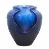 TeamsonUS Teamson Home Outdoor Glazed Pot Floor Fountain With LED Lights, Royal Blue