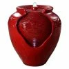 TeamsonUS Teamson Home Outdoor Glazed Pot Floor Fountain With LED Lights, Red