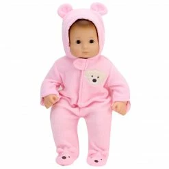 TeamsonUS Kids Sophia's Fleece Bear Hooded Snowsuit Outfit For 15'' Dolls, Light Pink