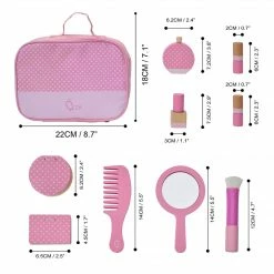 TeamsonUS Teamson Kids Fashion Polka Dot Print Chloe Wooden Vanity Accessories Makeup Kit, Pink