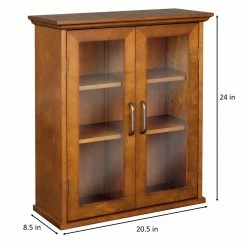 TeamsonUS Teamson Home Avery Wooden 2 Door Wall Cabinet With Storage, Oiled Oak
