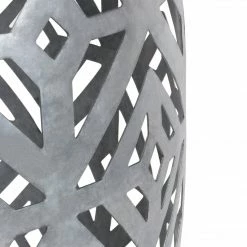 TeamsonUS Teamson Home Decorative Outdoor Side Table Planter Stand With Solar Powered LED Light, Silver New