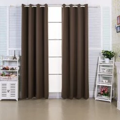TeamsonUS Teamson Home 63" Edessa Premium Solid Insulated Thermal Blackout Window Curtain Panels With Grommets, Hazelnut Brown