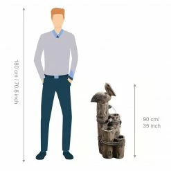 TeamsonUS Teamson Home Outdoor Tiered Pelican And Wooden Post Waterfall Fountain, Brown