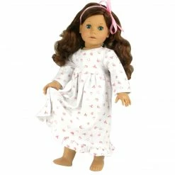 TeamsonUS Sophia's Floral Print Nightgown For 18'' Dolls, White