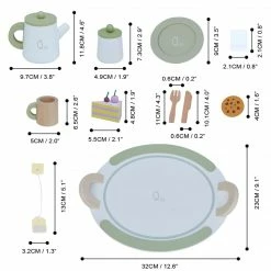 TeamsonUS Teamson Kids Little Chef Frankfurt 20 Piece Wooden Play Kitchen Tea Party Set, Green
