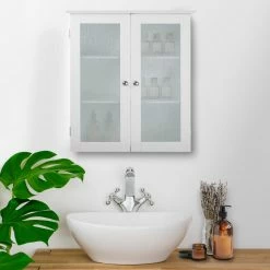 TeamsonUS Teamson Home Connor 2 Door Floor Cabinet With 3 Shelves, White