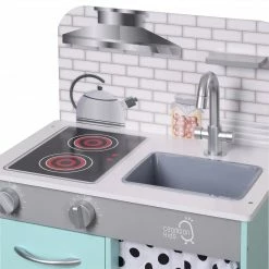 TeamsonUS Teamson Kids Little Chef Philly Modern Wooden Kitchen Playset, Mint/White
