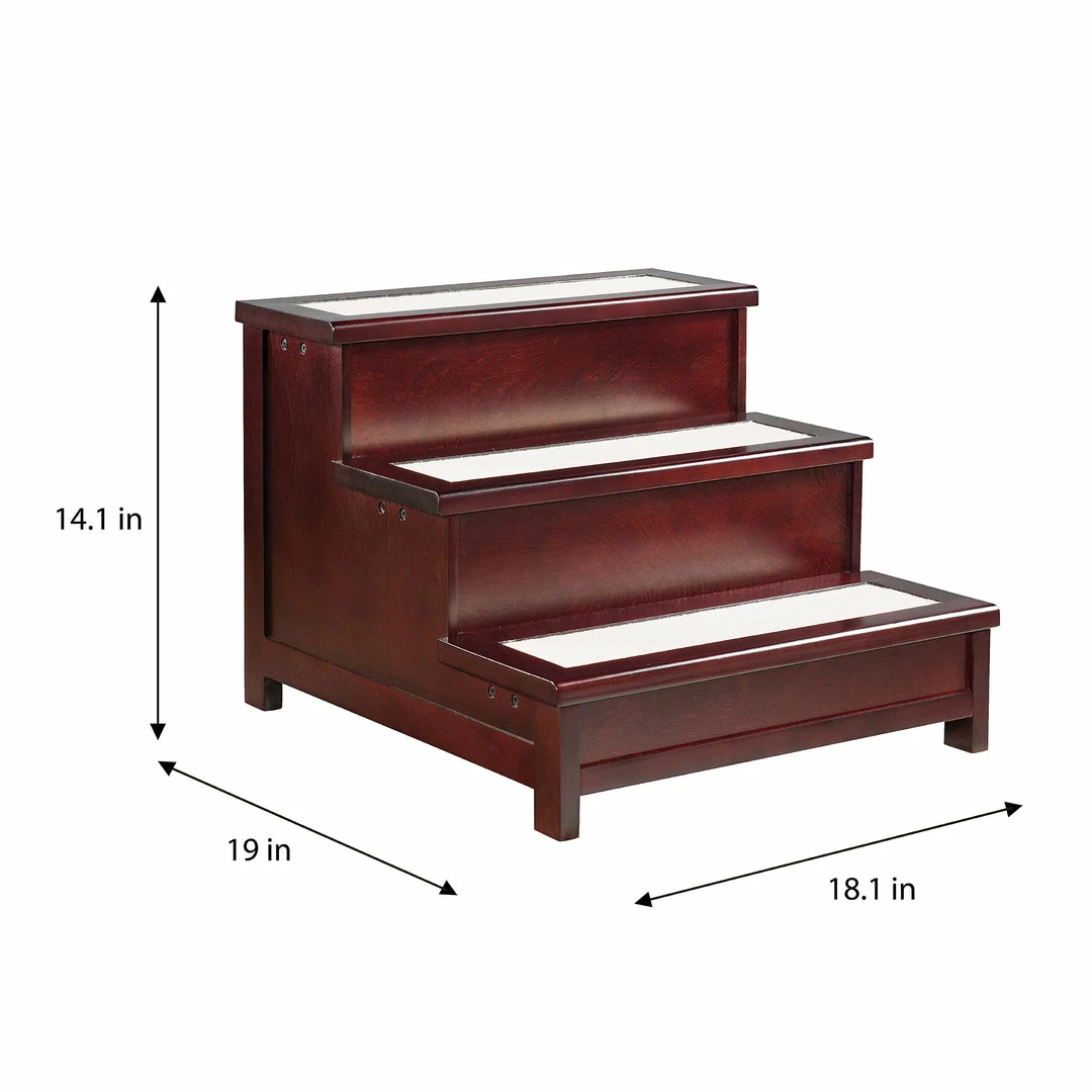 TeamsonUS Teamson Home Mahogany Wood Pet Stairs For Dog Or Cat