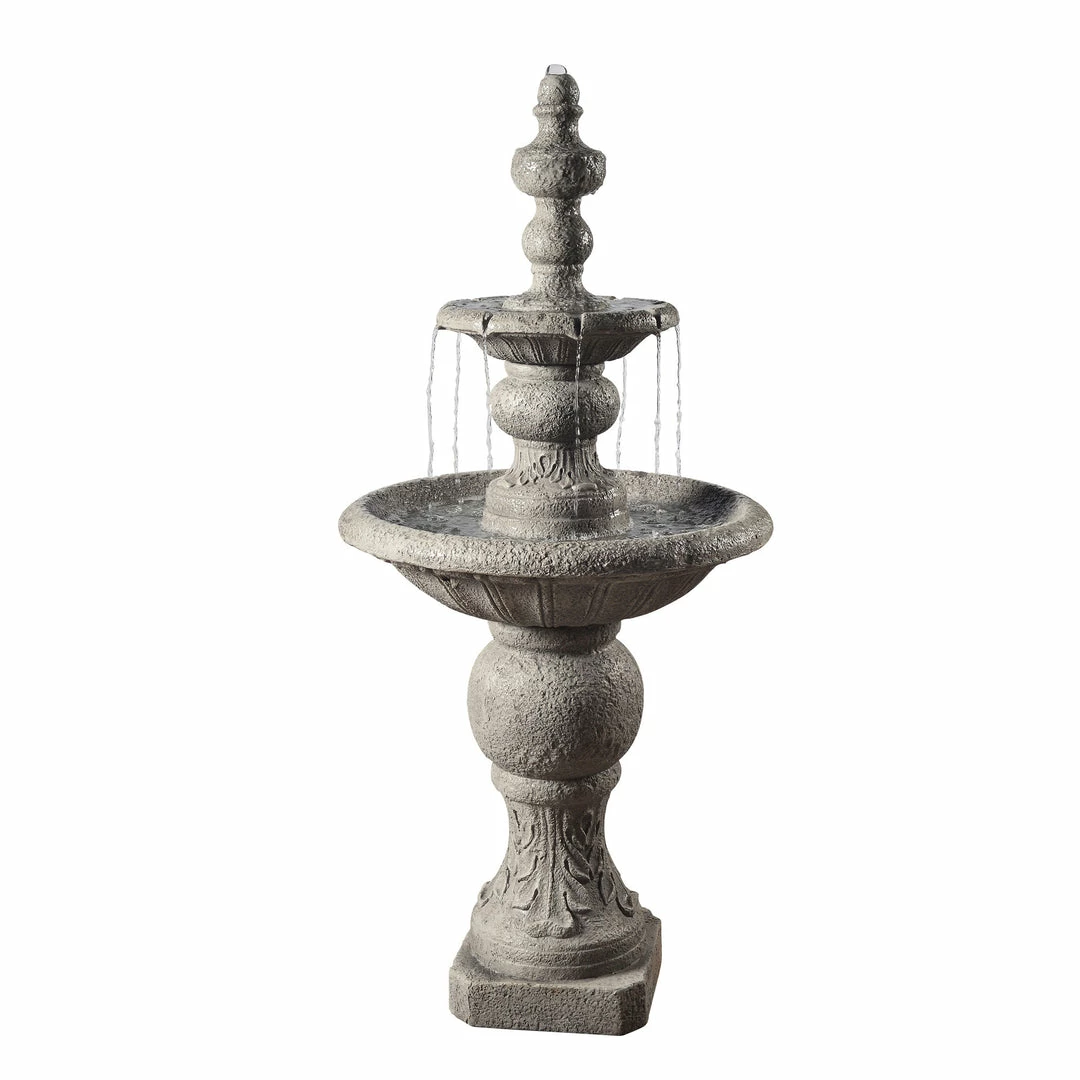TeamsonUS Teamson Home Icy Stone 2-Tier Waterfall Garden Fountain, Gray