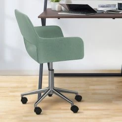 TeamsonUS Teamson Home Modern Fabric Office Chair With Adjustable Ergonomic Seat, Swivel Base, And Wheels, Mint/Chrome