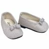 TeamsonUS Sophia's Flat Glitter Shoes With Bow For 18" Dolls, Silver