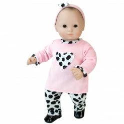 TeamsonUS Sophia's 3 Piece Velour Dalmatian Print Set For 15" Dolls, Pink/Black Kids