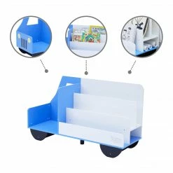 TeamsonUS Fantasy Fields Truck Wooden Display Bookcase, White/Blue